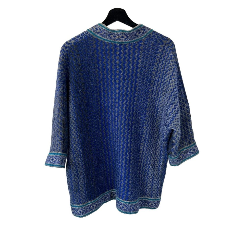 Chicos Blue Grey Geometric Print Wool Mohair Blen… - image 3